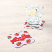 Dessous-de-verre En Papier Sliced watermelon pattern on pink (En situation)