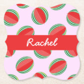 Dessous-de-verre En Papier Sliced watermelon pattern on pink (Devant)