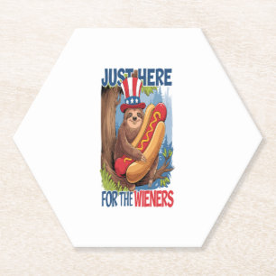 Dessous-de-verre En Papier Sloth Hot Dog 4 juillet BBQ