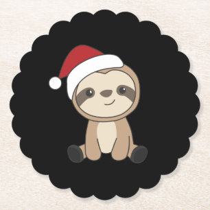 Dessous-de-verre En Papier Sloth Noël Neige Hiver Animaux Machines à Sous Pap