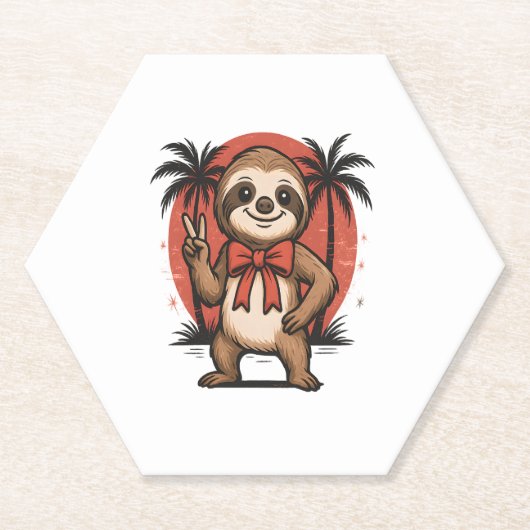 Dessous-de-verre En Papier Sloth Summer Beach Rocking (Devant)