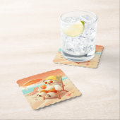 Dessous-de-verre En Papier Smile Dog - Mode Plage Activé (En situation)