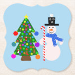 Dessous-de-verre En Papier Snowman & Christmas Tree #3 Dessous de verre en pa<br><div class="desc">Snowman & sapin de Noël #3</div>