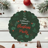 Dessous-de-verre En Papier Soirée de Noël Vert Mistletoe Custom