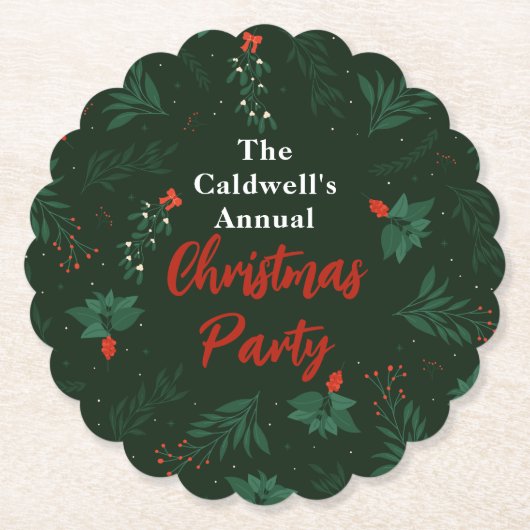 Dessous-de-verre En Papier Soirée de Noël Vert Mistletoe Custom (Devant)