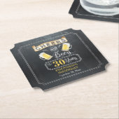 Dessous-de-verre En Papier Soirées et bières à 30 ans fête d'anniversaire  (Incliné)