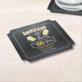 Dessous-de-verre En Papier Soirées et bières à 60 ans fête d'anniversaire (Incliné)