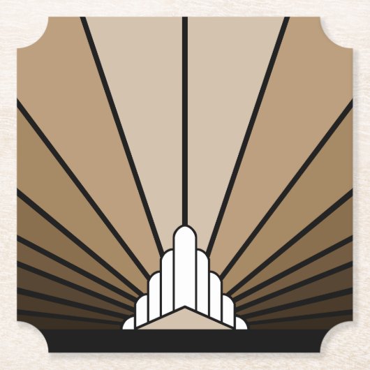 Dessous-de-verre En Papier Soleil Art déco bronzé (Devant)