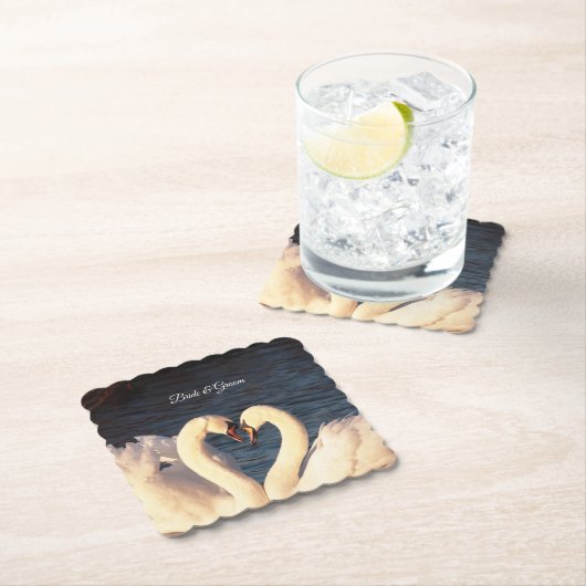 Dessous-de-verre En Papier Sous-tasse en papier Cygne Blanc (En situation)