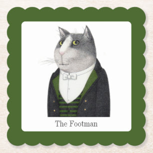 Dessous-de-verre En Papier Sous-verres en papier carré festonné FOOTMAN CAT +