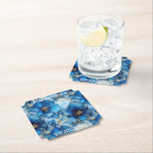 Dessous-de-verre En Papier Sous-verres en papier floral bleu personnalisés