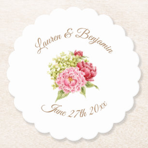 Dessous-de-verre En Papier Sous-verres en papier floral Pivoines et Hydrangea
