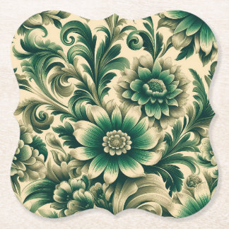 Dessous-de-verre En Papier Sous-verres en papier floral vert classique – Form