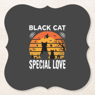 Dessous-de-verre En Papier Spécial Chat Noir Halloween Amour Design Gothique