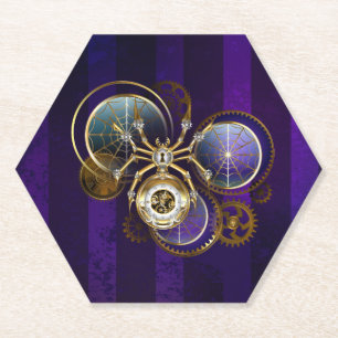 Dessous-de-verre En Papier Spider Steampunk sur Arrière - plan pourpre