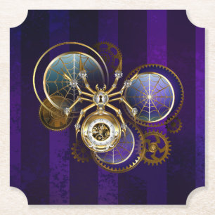 Dessous-de-verre En Papier Spider Steampunk sur Arrière - plan pourpre