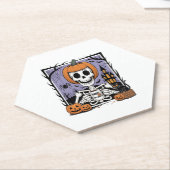 Dessous-de-verre En Papier Squelette citrouille Boire Café (Incliné)