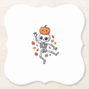 Dessous-de-verre En Papier Squelette dansant Halloween mignon avec tête de ci