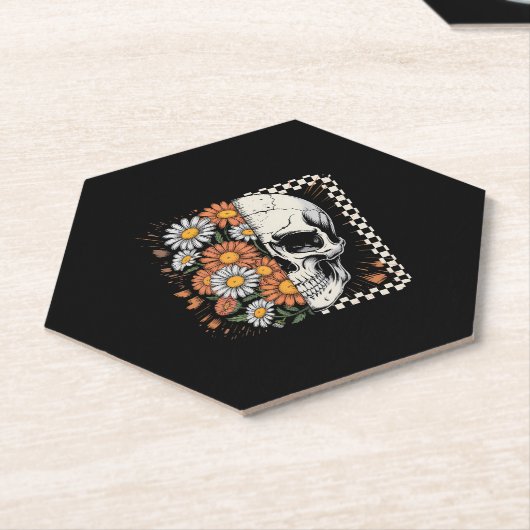 Dessous-de-verre En Papier Squelette de automne floral Boho Halloween (Incliné)