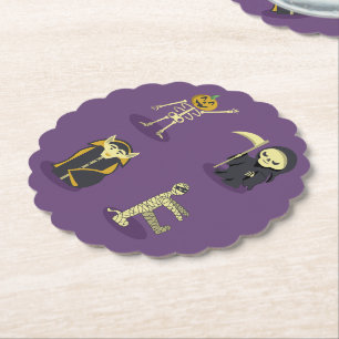 Dessous-de-verre En Papier Squelette d'Halloween Dracula Momie Faucheur
