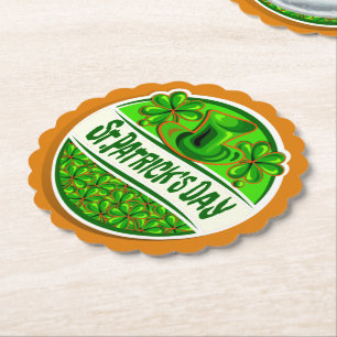 Dessous-de-verre En Papier St Patrick's Day Casquette Shamrock Green Orange