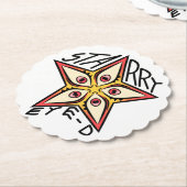 Dessous-de-verre En Papier Star Eye rose jaune rouge (Incliné)