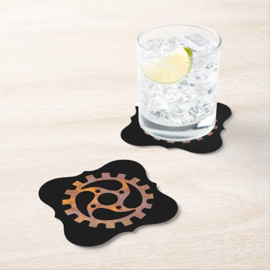 Dessous-de-verre En Papier Steampunk Rousty Gear VI (En situation)