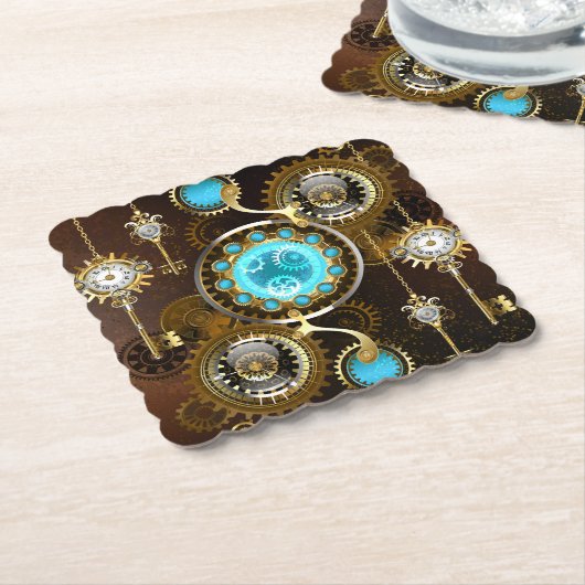 Dessous-de-verre En Papier Steampunk Rusty Background (Incliné)