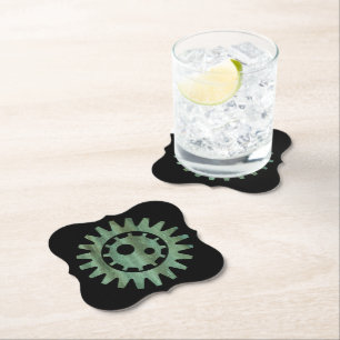 Dessous-de-verre En Papier Steampunk Verdigris Bronze Gear I