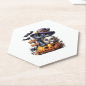 Dessous-de-verre En Papier Sticker Chat Halloween mignonne - Casquette sorciè (Incliné)
