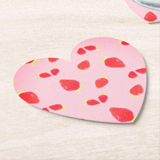 Dessous-de-verre En Papier Strawberry Photo ハート型コースター (Incliné)