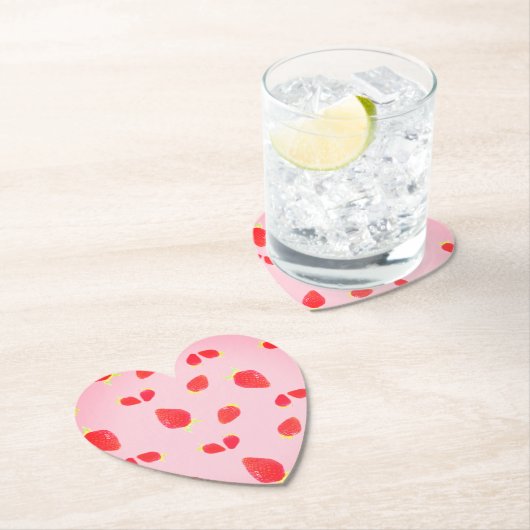 Dessous-de-verre En Papier Strawberry Photo ハート型コースター (En situation)