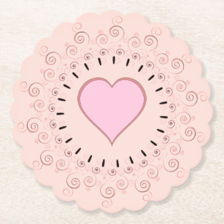 Dessous-de-verre En Papier Style rétro Coeur rose