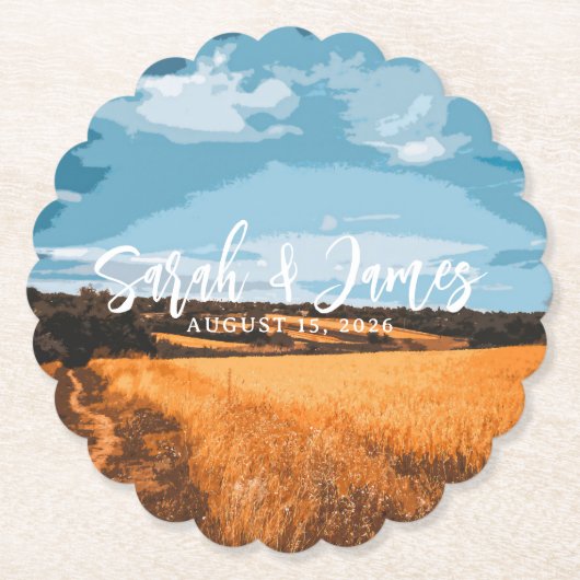 Dessous-de-verre En Papier Sunlit Rustic Golden Wheat Summer Country Nature (Devant)