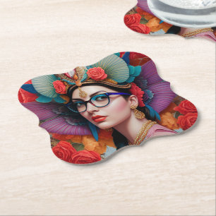 Dessous-de-verre En Papier Superbe princesse avec lunettes