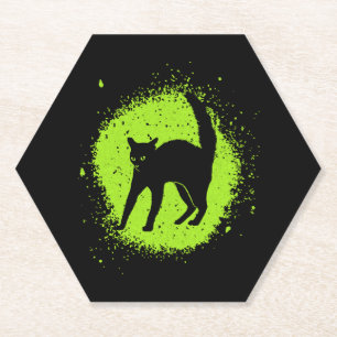 Dessous-de-verre En Papier Superstition du chat noir d'Halloween chats peureu