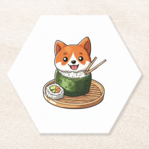 Dessous-de-verre En Papier Sushi Shiba � Chien de nourriture drôle