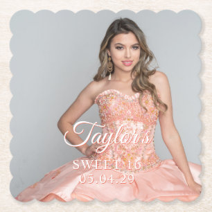 Dessous-de-verre En Papier Sweet 16 Photo Police Deux Couleurs