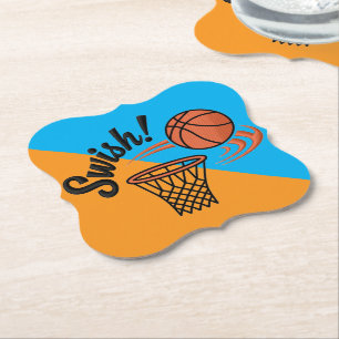Dessous-de-verre En Papier Swish Slam Dunk : Style de basket-ball Vintage
