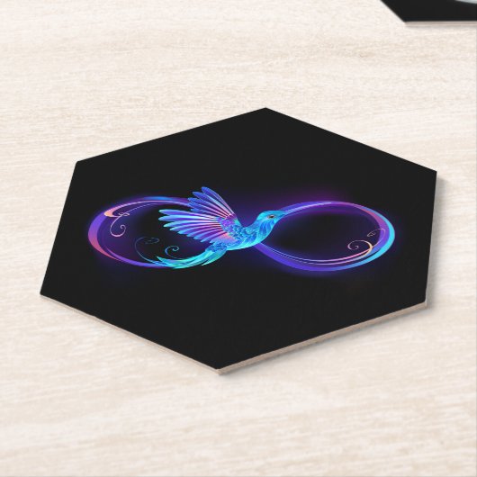 Dessous-de-verre En Papier Symbole de Neon Infinity par Glowing Hummingbird (Incliné)