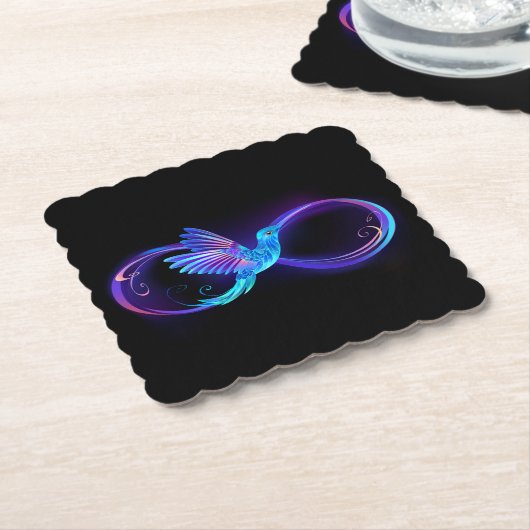 Dessous-de-verre En Papier Symbole de Neon Infinity par Glowing Hummingbird (Incliné)