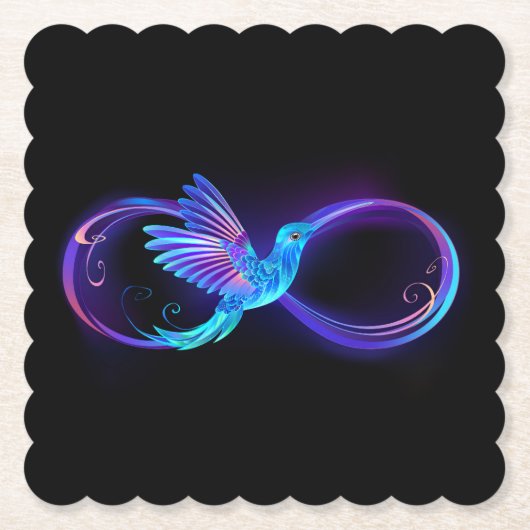 Dessous-de-verre En Papier Symbole de Neon Infinity par Glowing Hummingbird (Devant)