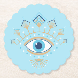 Dessous-de-verre En Papier Symbole de protection turc des yeux mal grecs déco