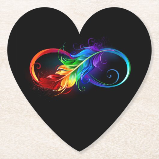 Dessous-de-verre En Papier Symbole d'infini avec plume arc-en-ciel (Devant)