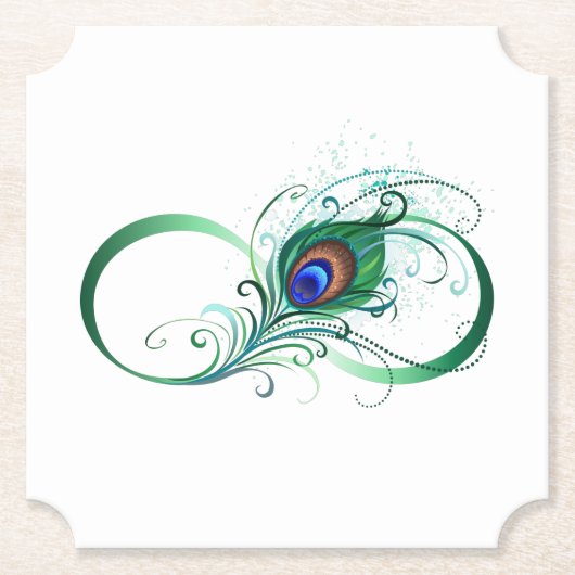 Dessous-de-verre En Papier Symbole d'infini avec plume de paon (Devant)