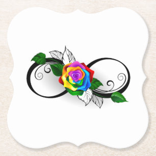 Dessous-de-verre En Papier Symbole d'infini avec Rose arc-en-ciel