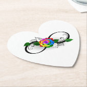 Dessous-de-verre En Papier Symbole d'infini avec Rose arc-en-ciel (Incliné)