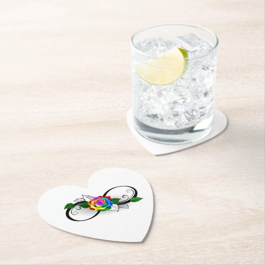 Dessous-de-verre En Papier Symbole d'infini avec Rose arc-en-ciel (En situation)