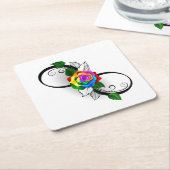 Dessous-de-verre En Papier Symbole d'infini avec Rose arc-en-ciel (Incliné)