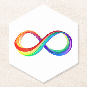 Dessous-de-verre En Papier Symbole d'infinité arc-en-ciel stratifié